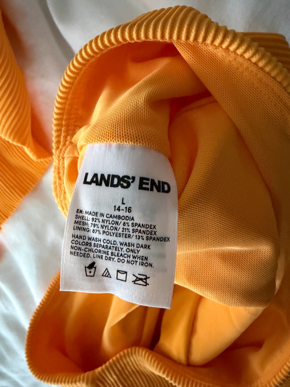 Lands End Orange Ribbed Midkini and High Waisted Bottom Swimsuit - size Large - Picture 5 of 6